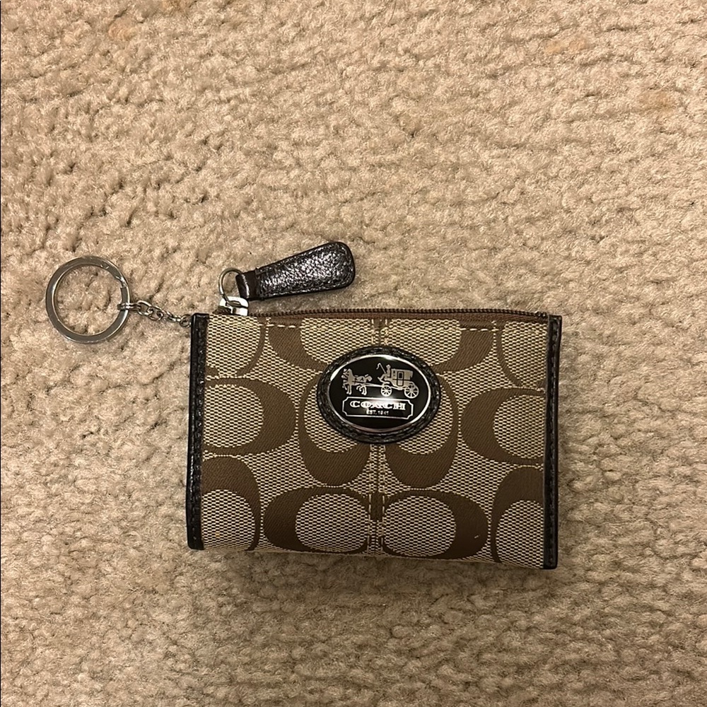 Coach Brown Monogram Keychain Wallet